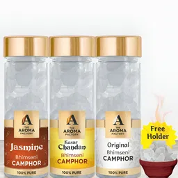 The Aroma Factory 3-pcs White Jasmine Chandan & Original Bhimseni Pooja Camphor-10