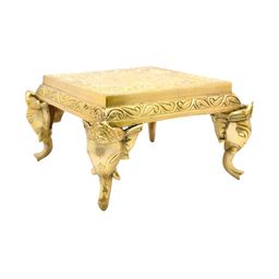 Aakrati Gold Toned Textured Brass Chowkie-image-12
