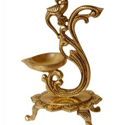 Aakrati Gold Toned Brass Peacock-Design Table Diya-image-17