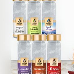The Aroma Factory 6-pcs White Original Lemon Fresh Lavender Jasmine & Rose Pooja Camphor-6
