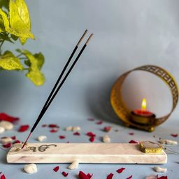 HOMEARTE White Ik Onkar Marble Incense Holder-image-85