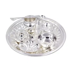 ojas Silver Plated Pooja Thali Set-image-62