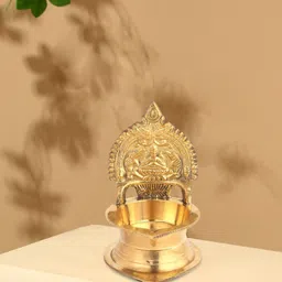 DOKCHAN Gold-Toned Brass Diya Pooja Essential-image-7