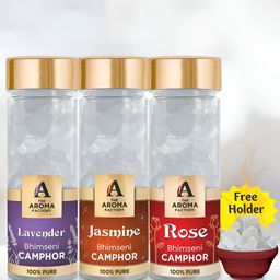 The Aroma Factory 3-pcs White Lavender Jasmine & Rose Bhimseni Pooja Camphor-45