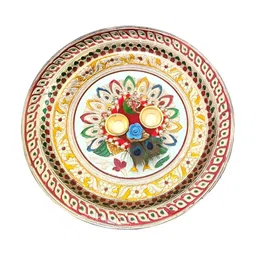PUFFSMART Yellow Metal Thali Pooja Essentials-23