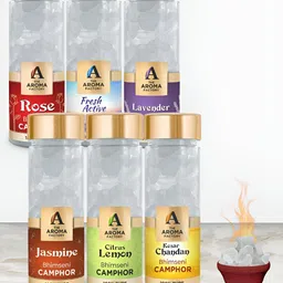 The Aroma Factory 6-Pcs White Rose,Fresh,Lavender,Jasmin,Lemon,Chandan Scented Camphors-image-53