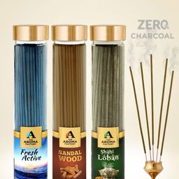 The Aroma Factory Green 3 Pieces Active, Sandalwood, Loban Incense Sticks Agarbattis-16