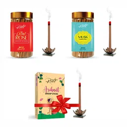 THE RUPAWAT Perfumery House 3-pcs Brown Red Rose Musk & Arihant Incense Sticks-34