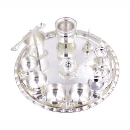 ojas Silver Plated Pooja Thali Set-image-61