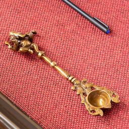 ExclusiveLane Versatile Gold-Toned Vinayaka Hand-Etched Hawan Spoon-image-13