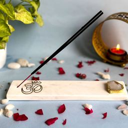 HOMEARTE White Agate OM Marble Incense Stick Holder-image-49