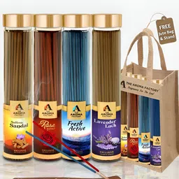 The Aroma Factory Green & Blue 4 Pieces Sandal, Rose, Fresh ,Lavender Incense Agarbattis-7