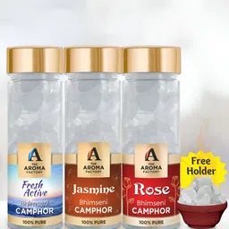 The Aroma Factory 3-Pcs White Fresh Active, Jasmine & Rose Bhimseni Pooja Camphor-17