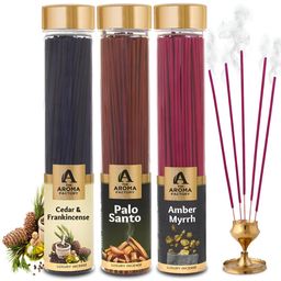 The Aroma Factory 3 Pieces Cedar & Frankincense, PaloSanto& Amber Myrrh Incense Agarbattis-12