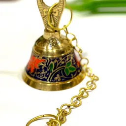 DSH Crafting Your Curiosity Metallic toned & Red Brass Hanging Pooja Bell-53