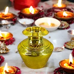 Extreme Karigari Textured Brass Pooja Kalash-image-84