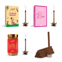 THE RUPAWAT Perfumery House 3-pcs Brown Rose Arihant & Red Rose Incense Sticks-16