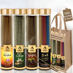The Aroma Factory Red & Green 4 Pieces Sandal, Loban, Gugal, 3in1 Incense Agarbattis-9