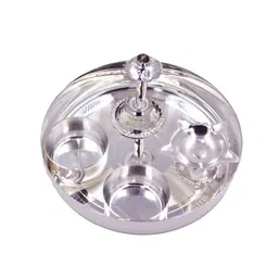 ojas Silver Plated Pooja Thali Set-image-60