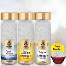 The Aroma Factory 3-pcs White Fresh Active, Kesar Chandan & Original Pooja Camphor Tablets-11