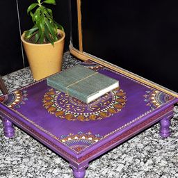 Lal Haveli Purple Self design Textured Wooden Chowki-image-1