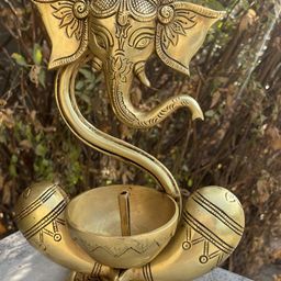 Aakrati Brass Ganesh Statue With Akhand Diya-image-10