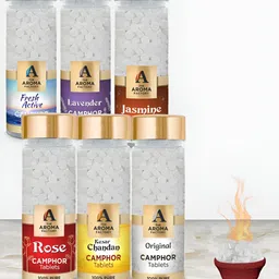 The Aroma Factory White 6 Pcs Fresh Lavender Jasmine Rose Chandan Orignal Scented Camphors-3