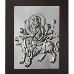 Pray Everyday Silver Plated Durga Mata Table Photo Frame-image-84