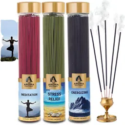 The Aroma Factory 3 Pieces Green Meditation, Stress Relief & Energizing Incense Agarbattis-image-31