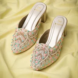 Rocia Embellished Round Toe Block Heeled Pumps-18