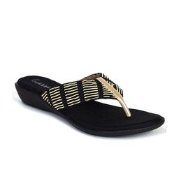 Ajanta Women Black & Gold-Toned Wedge Heels-picture-26