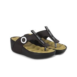 Adda Brown & Beige Wedge Sandals with Buckles-12