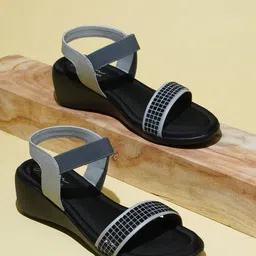 JM Looks Embellished Open Toe Wedges With Backstrap-9