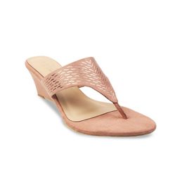 Metro Peach-Coloured Embellished Wedge Heels-25