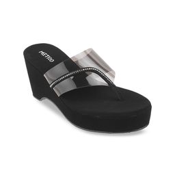 Metro Black Embellished Wedge Heels-picture-39
