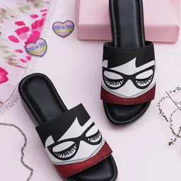 HASTEN Printed Open Toe Flatform Heels-57
