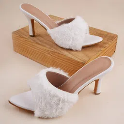 Try Me Open Toe Party Fur Stiletto Heels-30