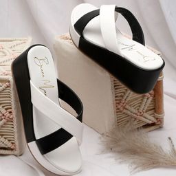 Bruno Manetti Colourblocked Open Toe Wedge Heels-13