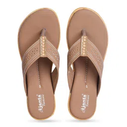 Ajanta Women Beige T-Strap Flats-image-7