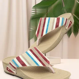 Carlton London sports Striped Open Toe T-Strap Flats-image-53