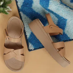 Carlton London sports Beige Flatform Sandals-32