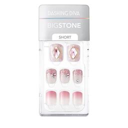 Dashing Diva Pink & White Bigstone Short Magicpress My Charlotte Artificial Nails Kit-9