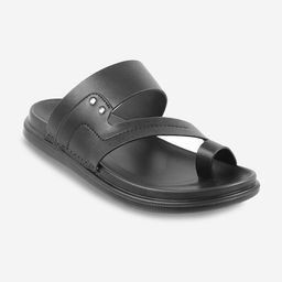 J.FONTINI Men Black Leather Comfort Sandals-image-97