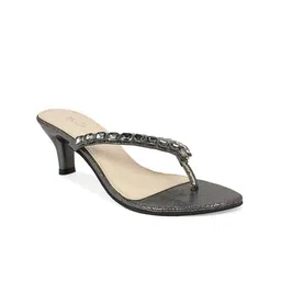 Inc 5 Women Gunmetal-Toned Embellished Ethnic Kitten Heels-image-87