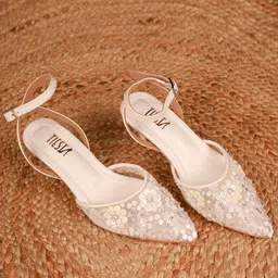 TIESTA Embellished Pointed Toe Kitten Heeled Pumps-16