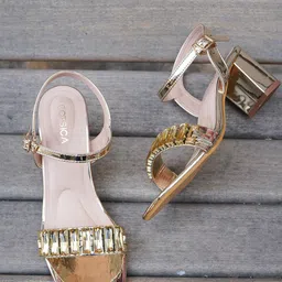 CORSICA Embellished Open Toe Block Heels-10