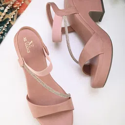 XE Looks Embellished Open Toe Block Heels-24