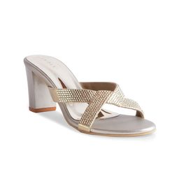 ERIDANI Women Gold-Toned Embellished Block Heels-picture-45