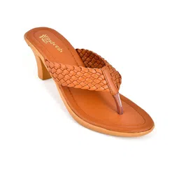 Padvesh Textured Open Toe Block Heels-6