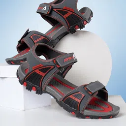 IMPAKTO Men Grey & Red Sports Sandals-picture-2